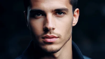 Handsome Young Man Staring Intensely Into Camera
