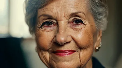 Elderly Woman Smiling Gently At The Camera