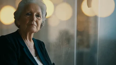Thoughtful Elderly Woman Sitting By A Window