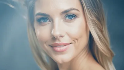 Beautiful Blonde Woman Smiling At Camera