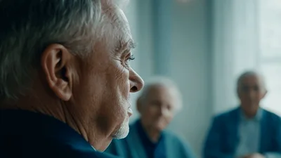 Senior Man Listening Attentively During Group Discussion