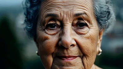 Elderly Woman Smiling Gently At The Camera