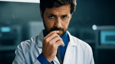 Scientist Thinking With Floating Mathematical Equations