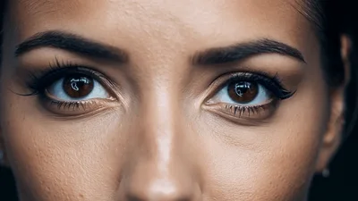 Close Up Of A Woman Opening Her Brown Eyes