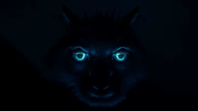 Close Up Of A Mysterious Creature With Glowing Eyes