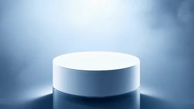 White Circular Product Display Platform With Moving Fog