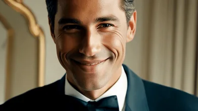 Handsome Man In Tuxedo Smiling At Camera