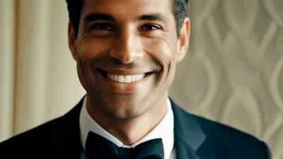 Handsome Man In Tuxedo Smiling At Camera