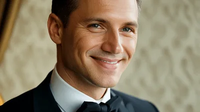 Handsome Man In Tuxedo Smiling At Camera