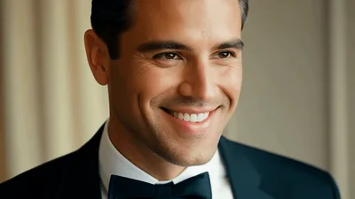Handsome Groom Smiling In A Tuxedo