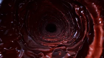 Abstract Organic Tunnel Moving Through Dark Red Tissue
