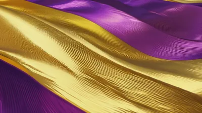 Wavy Purple And Gold Fabric Background