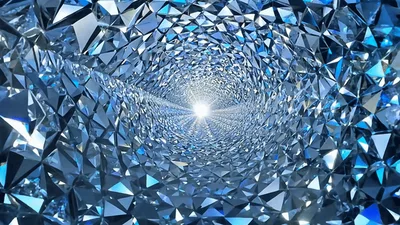 Abstract Geometric Crystal Tunnel Moving Forward