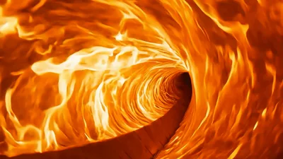 Abstract Tunnel Of Intense Fire Flames