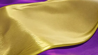 Abstract Gold And Purple Fabric Waving In Motion