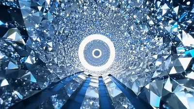 Abstract Diamond Tunnel Moving Through Crystal Geometry