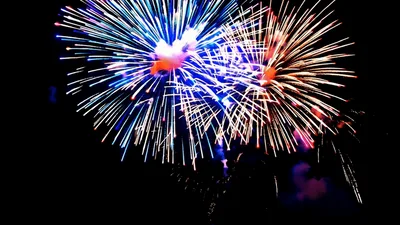 Vibrant Fireworks Display Exploding Against Dark Night Sky