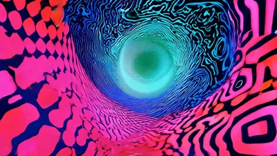 Abstract Psychedelic Tunnel With Swirling Colorful Liquid Patterns