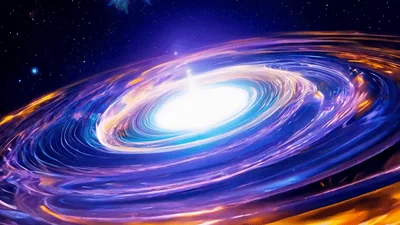 Rotating Spiral Galaxy With Glowing Galactic Core