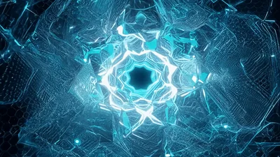 Abstract Neon Blue Geometric Tunnel Motion Background