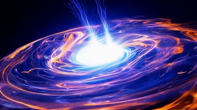 Cosmic Black Hole With Glowing Accretion Disk And Jets