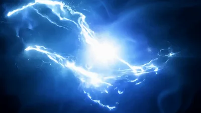 Abstract Blue Energy Sphere With Electric Arcs