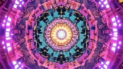 Abstract Kaleidoscope Pattern With Rotating Geometric Shapes