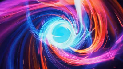 Abstract Glowing Light Vortex Swirling In Dark Space