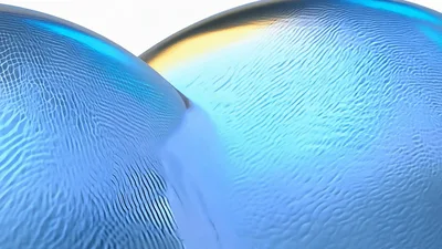 Abstract Metallic Spheres Merging Into One Liquid Form