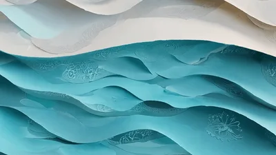 Abstract Paper Cutout Waves With Intricate Floral Patterns