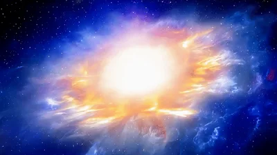Supernova Explosion Expanding In Deep Space