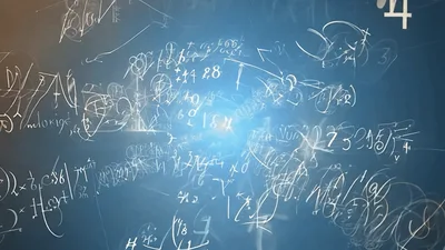Floating Mathematical Formulas And Symbols On Blue Background