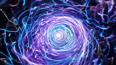 Abstract Neon Light Tunnel Swirling In Dark Space