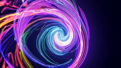 Abstract Neon Light Trails Swirling In A Spiral Motion