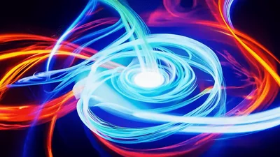 Abstract Glowing Light Trails Swirling In Dark Space