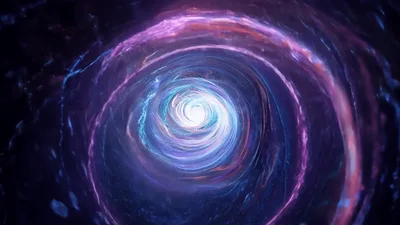 Abstract Cosmic Vortex Swirling With Glowing Energy Particles