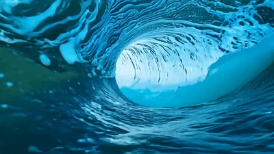 Underwater View Inside A Crashing Ocean Wave