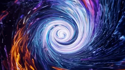 Abstract Swirling Vortex Of Glowing Neon Light Trails