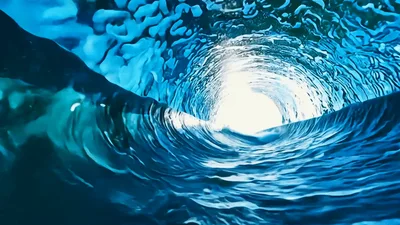 Inside View Of A Powerful Ocean Wave Barrel