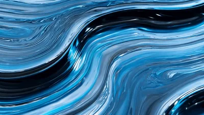 Abstract Blue Liquid Metal Flowing Background
