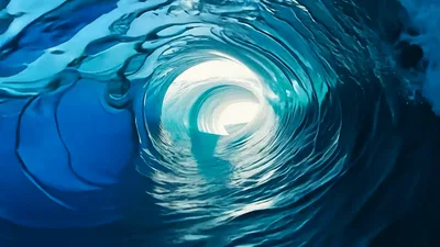 Underwater View Inside A Breaking Ocean Wave