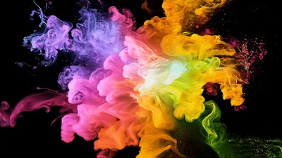 Vibrant Multicolored Ink Explosion In Water