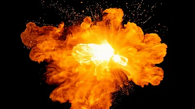 Cinematic Fireball Explosion With Purple Energy Core