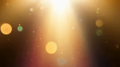 Golden Light Rays With Floating Dust Particles