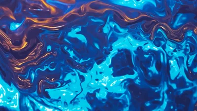 Abstract Liquid Motion With Blue And Gold Swirls