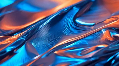 Abstract Liquid Metal Surface With Blue And Orange Lighting