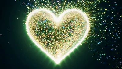 Glowing Neon Heart Shape With Particle Explosion Effect