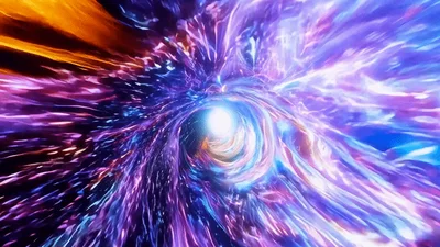 Abstract Cosmic Wormhole Tunnel With Vibrant Light Streaks