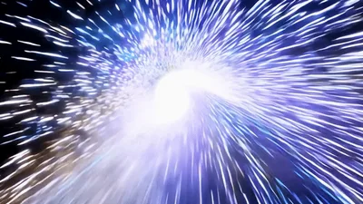 Abstract Hyperspace Warp Tunnel With Glowing Light Streaks