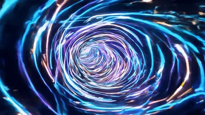 Abstract Neon Light Tunnel Moving Through Hyperspace